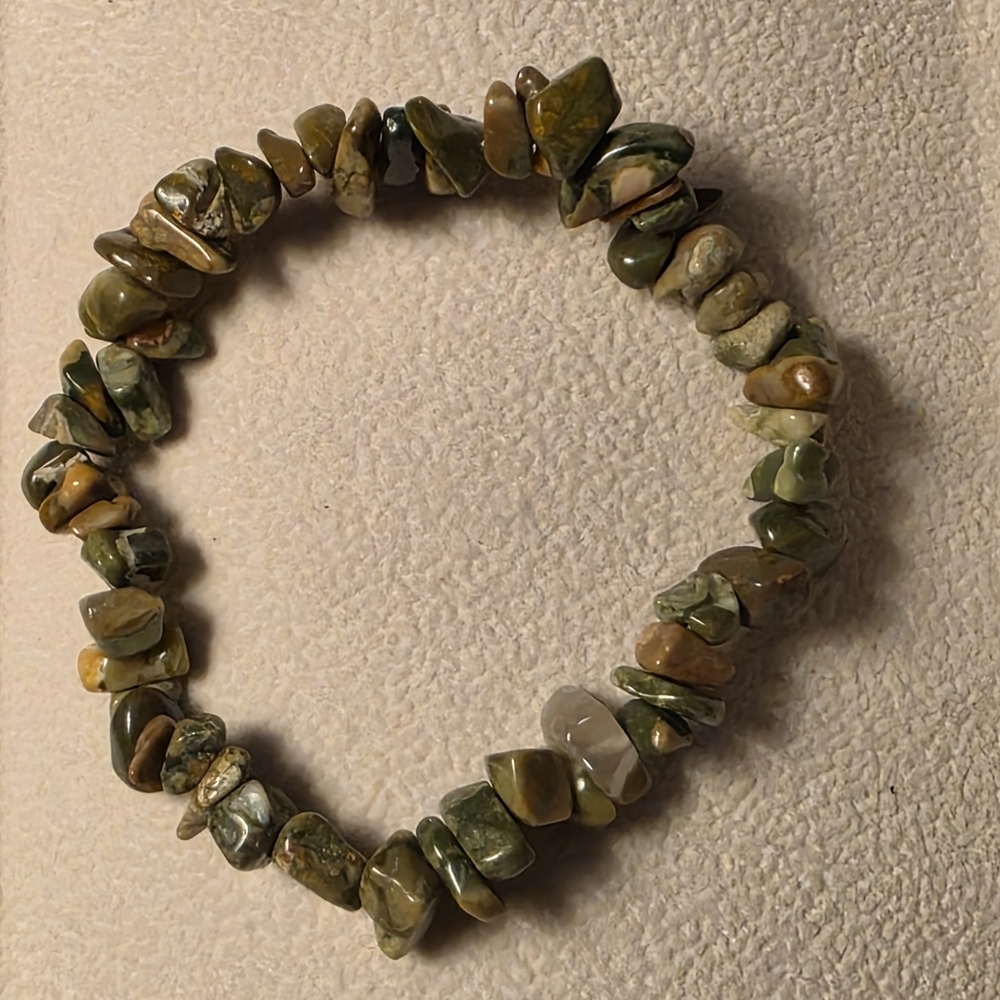 Gemstone Chip Stretch Bracelet – Jasper – Green – 153 - Picture 3 of 3